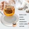 220V Home Thermostatic Coaster Timing Digital Display Warm Coaster, US Plug(White)