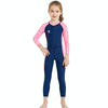DIVE&SAIL Children Diving Suit Outdoor Long-sleeved One-piece Swimsuit Sunscreen Swimwear, Size: S(Girls Dark Blue)