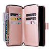 For Samsung Galaxy A16 5G 9-Card Slots Zipper Wallet Bag Leather Phone Case(Rose Gold)