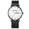 BINBOND B3820 30M Waterproof Ultra-thin Quartz Luminous Starry Watch, Color: Black Net-Black-White