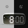 Mirror Bedside Alarm Clock Battery Plug-In Dual-Purpose LED Clock, Colour: Arc-shaped Black Shell (Mirror White Light)