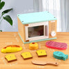 Children Simulation Kitchen Set Baby Wooden Food Cutting Pretend Play Toy Mini Oven