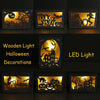 Wooden Halloween Witch Pumpkin Haunted House LED Lights Three-Dimensional Ornaments(JM01505)