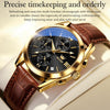 OLEVS 2872 Men Three Eyes Six Needles Chronograph Waterproof Quartz Watch(Black + Gold)