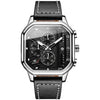 OLEVS 9950 Square Multifunctional Men Quartz Watch(Black Silver)