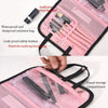 Multifunctional 2 In 1 Cosmetic Bag Portable Large Capacity Transparent Cosmetic Brush Storage Bag Wash Bag(Black + Rose Red)