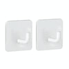 2pcs Stainless Steel Hooks Kitchen Bathroom Storage Behind Door Hooks With Adhesive, Style: Square White