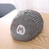 MZ9741 Embroidered Letter Lattice Hat Children Autumn Simple Beret, Size: Around 48cm(Gray)