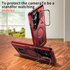 For Samsung Galaxy S23+ 5G Shield Hollow Frame Holder MagSafe Phone Case(Red)