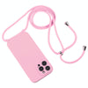 For iPhone 14 Pro Max Crossbody Lanyard Liquid Silicone Case(Pink)