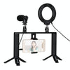 PULUZ 4 in 1 Vlogging Live Broadcast 4.7 inch 12cm Ring LED Selfie Light Smartphone Video Rig Handle Stabilizer Aluminum Bracket Kits with Microphone + Tripod Mount + Cold Shoe Tripod Head