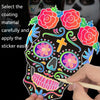 1 Sets Children Colorful Skull Head Halloween Scratch Painting DIY Ornaments Flower Skull Sticker(12 PCS / Set)