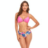 Bikini + Mesh Shawl + Split Swimsuit Women Swimsuit With Chest Pad, Size: S(White Orange Flowers)