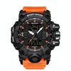 SANDA Green Light Alarm Clock Multifunctional Waterproof Shockproof Transparent Watch(Black Orange)