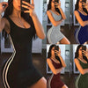 Striped Stitching Sexy Bag Hip Strap Dress, Size: XL(Green)