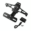 LPF013 Motorcycle Modification Accessories Universal Aircraft Shape Aluminum Alloy License Plate Bracket with LED Lights(Black)