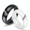 Simple Nano Ceramic Ring Trend Titanium Steel with Zircon Rings, Ring Size:6(Black)