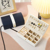 Portable Travel Jewelry Box Earrings Necklace Ring Storage Case(White)