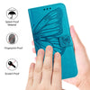 For Samsung Galaxy A26 5G Global Embossed Butterfly Leather Phone Case(Blue)