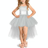 Gray Girls Lace Sling Dress Mesh Tutu Party Dress, KId Size:5-6 age110-120cm