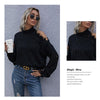 Ladies Loose Off Shoulder Ripped Long-Sleeved Turtleneck Autumn Knitted Sweater, Size:S(Black)