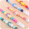 Baby Anti-drop Chain Pacifier Clips Silicone Rainbow Beads Dummy Holder Nipple Clip(Purple)