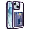For iPhone 15 Electroplated Card Bag Acrylic Hybrid TPU Phone Case(Purple)