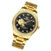 FNGEEN 8073 Men Automatic Mechanical Watch Diamond Hollow Fashion Watch(Full Gold Black Surface)