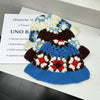 Flower Fisherman Hat Summer Hollow Breathable Knitted Wool Cap, Size: M(Coffee)