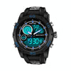 SANDA New Waterproof Luminous Plastic Multi Functional Watch Men Outdoor Sports LED Electronic Watch(Blue)