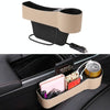 Car Multi-functional Co-pilot Seat Console PU Leather Box Cigarette Lighter Charging Pocket Cup Holder Seat Gap Side Storage Box (Beige)