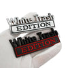 2 PCS Car Metal Modification Standard White Trash Edition Car Label Stickers(Silver Black)