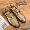 Men Fashion Thick Bottom Pointed Formal Business Leather Shoes, Shoe Size:42(Gold)