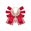 Women Pearl Bow-knot Bow Tie Cloth Brooch Clothing Accessories, Style:Pin Buckle Version(Red)