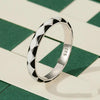 SCR943-7 S925 Sterling Silver Personalized Black White Diamond Texture Ring Hand Decoration
