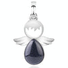 Women Angel Wings Pendants Natural Crystal Stone Necklaces(Blue Sand)