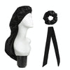 3 PCS/Set Hair Care Long Cap + Turban + Hair Ring(Black)