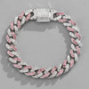 NL023 11mm Box Buckle Hip Hop Necklace, Size: 55cm (Pink White)