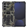 For Samsung Galaxy S24 FE 5G Camouflage Armor Kickstand TPU Hybrid PC Magnetic Phone Case(Army Green)