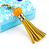 LS02 Cowhide Tassel Keychain Car Hanging Bag Pendant (Yellow)