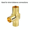 TV Aerial Splitter 1 Male to 2 Female Adapter Metal Coax