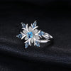 Fashion Snowflake Flower Blue Topaz Ring Jewelry Women, Ring Size:10