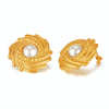 OPK GE908 1pair Vintage Stainless Steel Textured Earrings Personalized Pearl Earrings