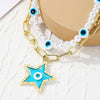 Angel Eyes Pendant Layered Necklace, Model: N2210-2 Double-layer Pentagon Pendant