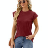 Ladies Summer Round Neck Loose Short Sleeve T-Shirt, Size: S(Wine Red)