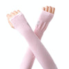 2 Pairs Long Ice Silk Sunscreen Sleeves Cycling Driving Outdoor UV Arm Oversleeve,  Length: 38cm(Pink)