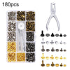 180pcs Copper Leather Hollow Cap Double-Sided Rivet Set With Punching Pliers