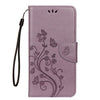 For iPhone XR Embossed Butterfly Pattern Horizontal Flip Leather Case with Card Slot & Holder & Wallet & Lanyard (Purple)