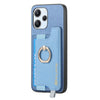 For Redmi K70 / K70 Pro 5G Retro Magsafe Cross Leather Ring Holder Card Bag Phone Case(Blue)