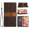 For Samsung Galaxy A42 / M42 5G Grid Stitching Leather Phone Case with Lanyard(Brown)